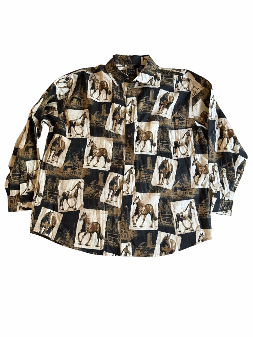 🌟Cotton Traders Sport NWT Men's Casual Horse Western Button-Down Shirt